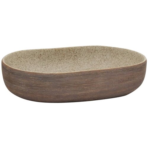 vidaXL Nadpultni umivalnik pe&scaron;čen in rjav ovalen 59x40x14 cm keramika, (20919202) Cene