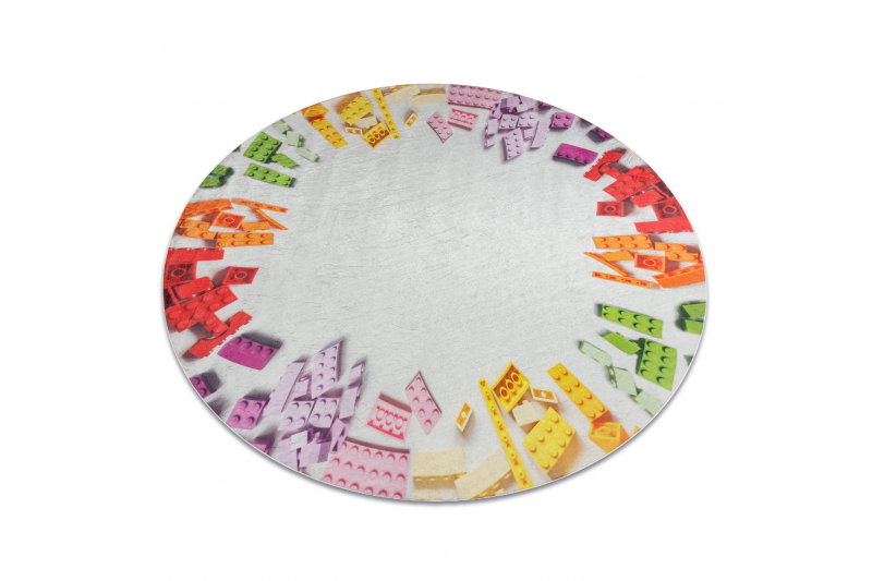RugsX BAMBINO 38480 krog pralna preproga Komplet za gradnjo za otroke protizdrsna - siva / rumena cercle 120 cm, (5000176905) Cene