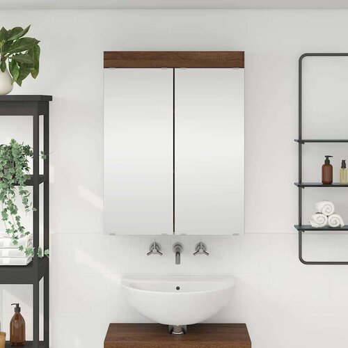  Kopalniška ogledalna omara TULUM Rjav hrast 60 x 16,5 x 78 cm, (5000157256) Cene