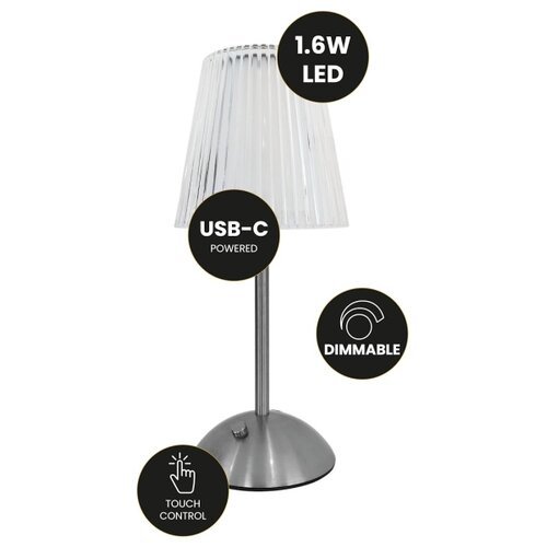  LED prigu&amp;scaron;iva dodirna punjiva stona lampa ELBA LED/1,6W/800 mAh mat hrom/proziran Slike