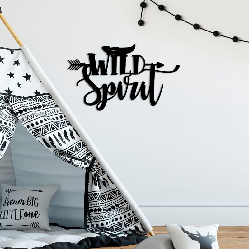 WALLXPERT Crni dekorativni metalni zidni dodatak Wild Spirit Cene