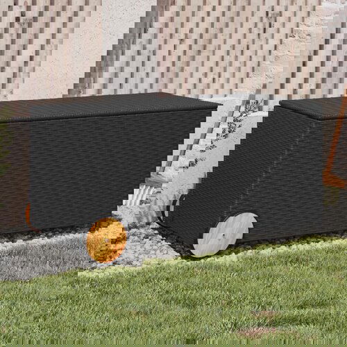  The Living Store Vrtna škatla za shranjevanje s kolesi črna 190L poli ratan - Vrtna Škatla Za Shranjevanje, (21481020) Cene