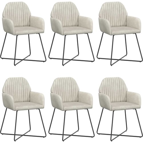 vidaXL Jedilni stoli 6 pcs Žamet Krem 55 x 50 x 84 cm, (5000296896) Cene