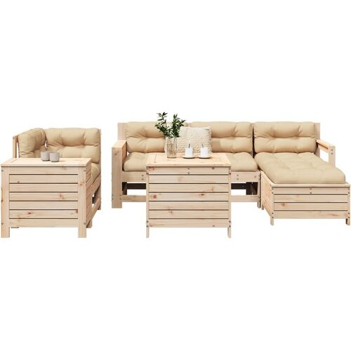 VidaXL 7-dijelni set vrtnih sofa od masivne borovine Slike