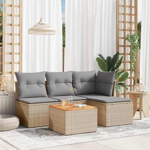 VidaXL 5-dijelni set vrtnih sofa s jastucima bež od poliratana Slike
