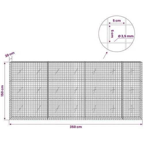 Gabion s žicom debljine 3 5 mm i mrežom 5x5 cm 350x20x150 cm - 20 cm 150 cm 350 cm Slike