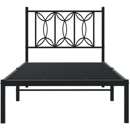vidaXL Kovinski posteljni okvir z vzglavjem črn 75x190 cm Cene