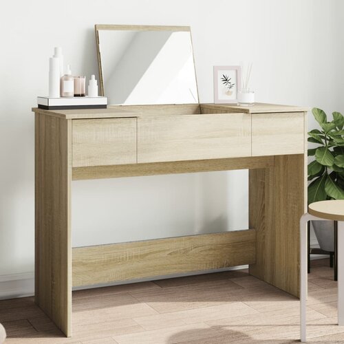 vidaXL Toaletni stolić s ogledalom boja hrasta sonome 100x45x76 cm Cijene