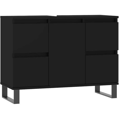 Maison Chic Kopalniška omarica - Kopalniški kabinet črna 80x33x60 cm inženirski les, (21795030) Cene