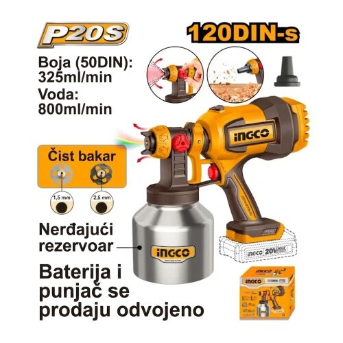 Ingco csgli20041 aku pi&Scaron;tolj za farbanje metal posuda solo super ( CSGLI20041 ) Cene