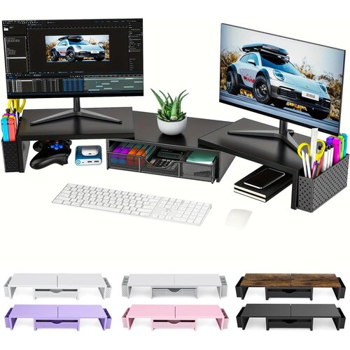 PYGOCERERI kovinsko stojalo za dva monitorja s predalom Slike