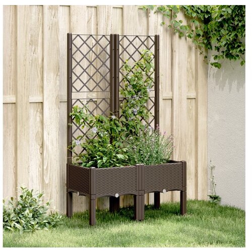 vidaXL Cvetlično korito z oporno mrežo rjavo 80x40x142 cm PP Cene