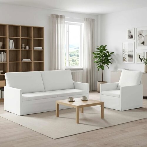  Set sofe 2 pcs Bijela Tkanina - Bijela 1-sjedalni + 3-sjedalni (180 cm) Cene