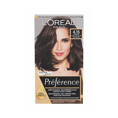 L´Oréal Paris Préférence barva za lase 60 ml odtenek 4,15-M1 Caracas poškodovana škatla