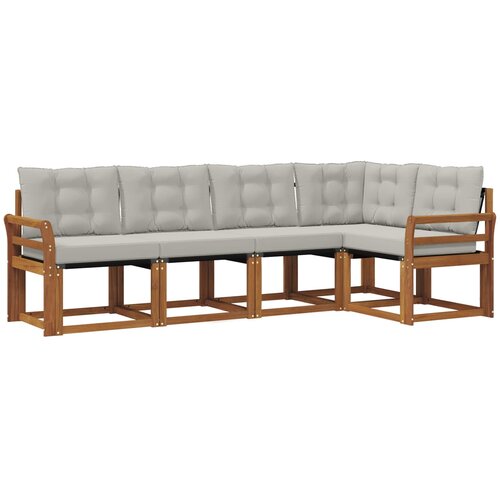  Set vanjskih sofa 5 kom. Prirodna i svijetlo siva Smeđa 249 x 130,5 x 73 cm Slike