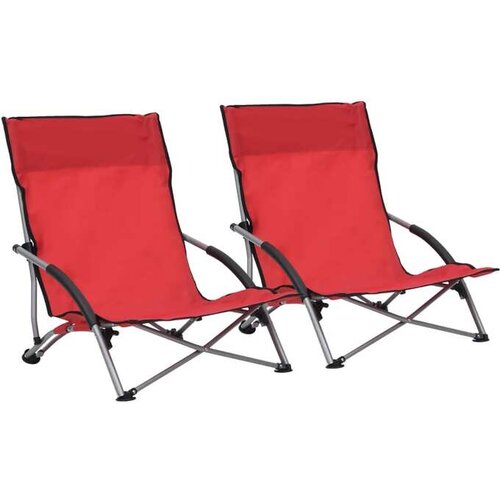 VidaXL Sklopive stolice za plažu od tkanine 2 kom crvene Slike