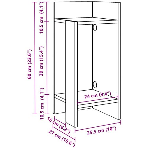  Pomoćni stolići 2 kom s policom boja sivog hrasta 25,5x27x60 cm Slike