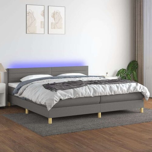  Box spring postelja z vzmetnico LED temno siva 200x200 cm blago, (21118429) Cene