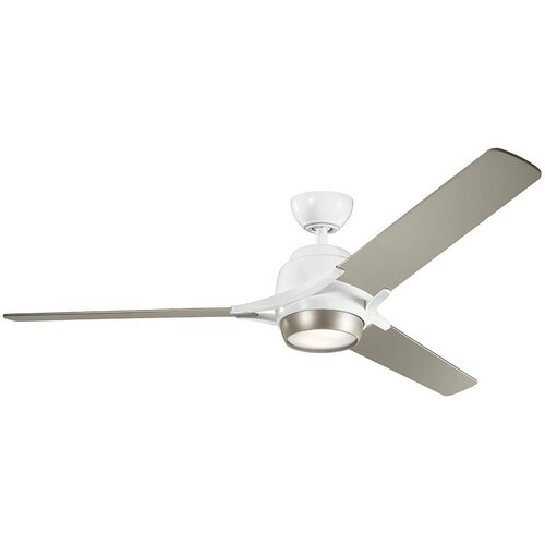 Elstead Lighting Elstead Kichler Zeus Stropni ventilator s 3 lopaticami, 152 cm, LED lučka, brušen nikelj, daljinski upravljalnik, (22100407) Cene