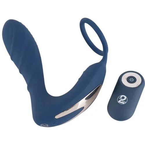 You2Toys Prostate Plug - radio analni vibrator s prstenom za penis (plavi)