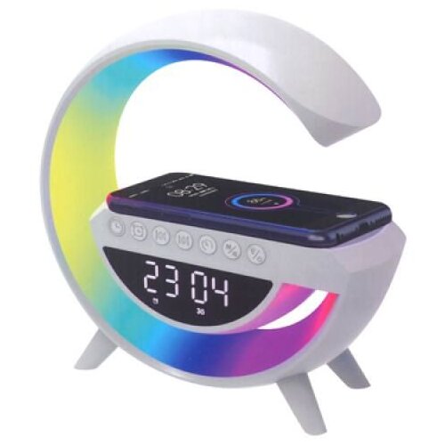 Ltc namizna RGB svetilka-ura-budilka z brezžičnim polnilcem, Bluetooth, FM, (21052193) Slike