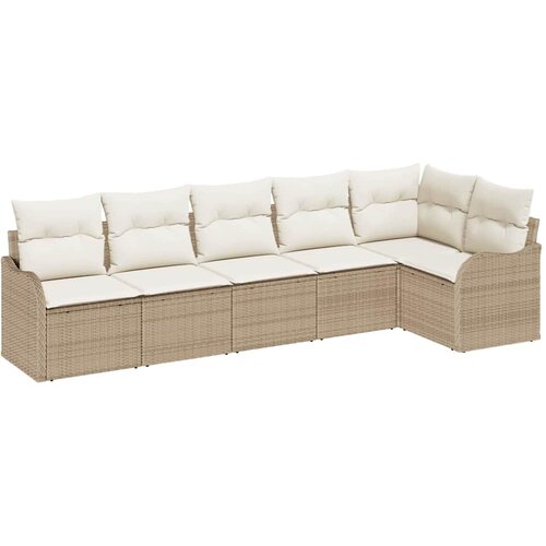  Sjedeća garnitura za vrt 6 kom. Bež poliratan 287,5 x 122,5 x 69 cm Slike