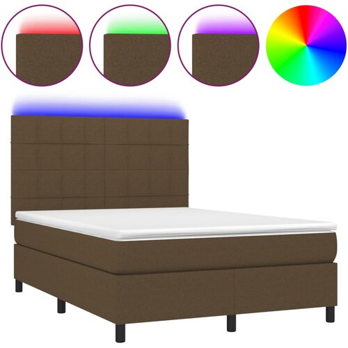 Maison Chic Box spring postelja - Vzmetna postelja z vzmetnico LED temno rjava 140x200cm blago SL21770, (21892045) Cene
