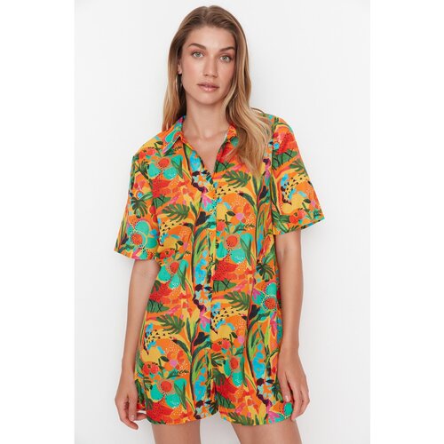 Trendyol Orange Floral Patterned Jumpsuit Slike