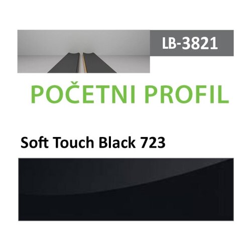 AGT profil Zidni MDF Početni LB-3821-A Soft Touch Black (723) 2800x121x18mm ( 026-105 ) Cene