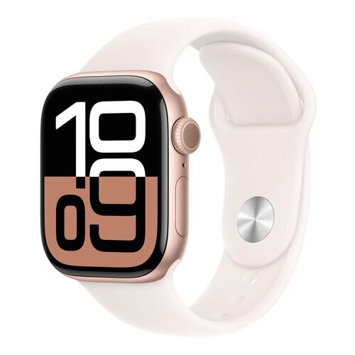 Apple Watch Series 10 [GPS 46mm case] Smartwatch with Rose Gold Aluminium Case with Light Blush Sport Band - M/L. Fitness Tracker, ECG App, Always-On Retina Display, Water Resistant Cene