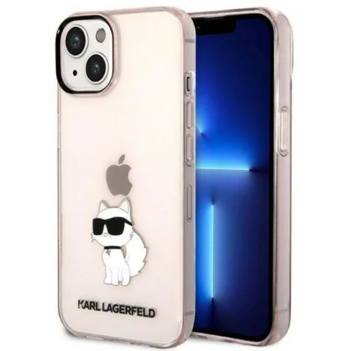 Karl Lagerfeld KLHCP14SHNCHTCP zaščita ovitek za iphone 14 prozorno roza - iml nft choupette logo