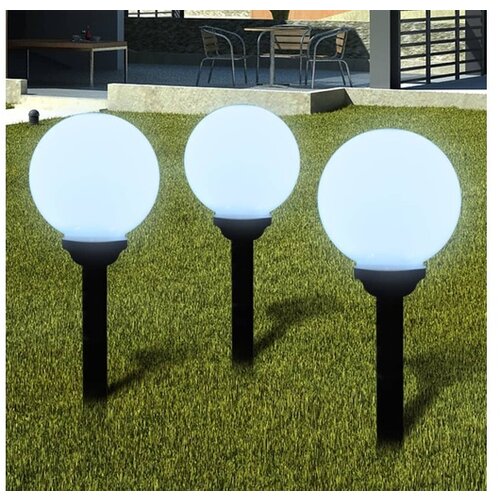  Vrtne solarne LED okrogle lučke 20cm za osvetlitev poti 3kosi s konico Cene