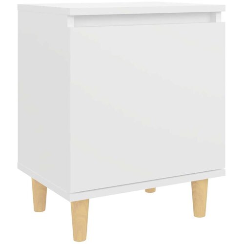 VidaXL noćni ormarić s nogama od masivnog drva bijeli 40 x 30 x 50 cm Slike