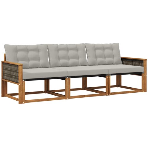 vidaXL Zunanja garnitura za sedenje 3 pcs Naravna in svetlo siva, (5000281274) Cene