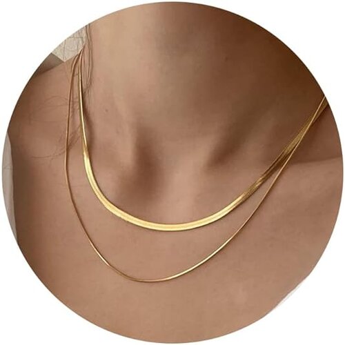 Generic 14K pozlačena/srebrna ogrlica s kačjo verigo, ogrlica z ribjo kostjo, zlata ogrlica z ogrlico, darilo za ženske, dekleta, nakit, (21075499) Cene