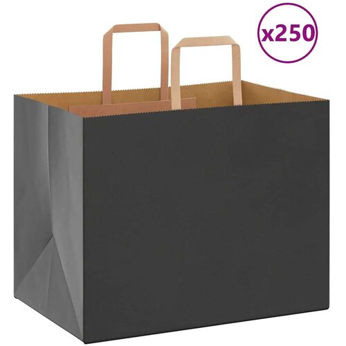  Papirnate vrećice 250 kom s ručkama crne 32x22x24 cm Cijene