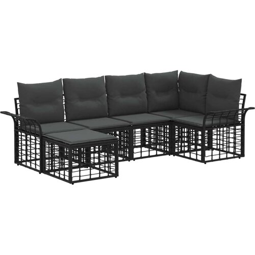  Set vanjskih sofa s jastukom 6 pcs Crna i tamno siva Poliester Cijene