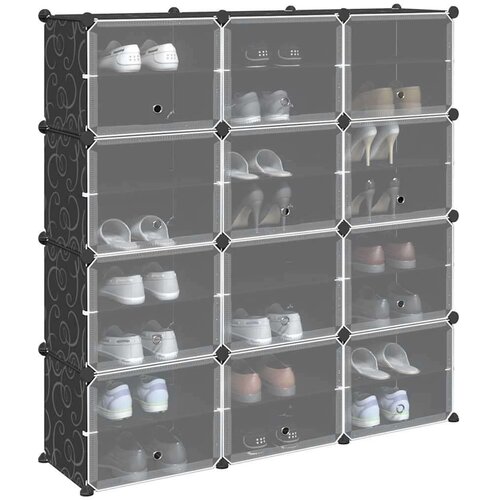 vidaXL Organizator za shranjevanje kock z 12 kockami in vrati Black PP Cene