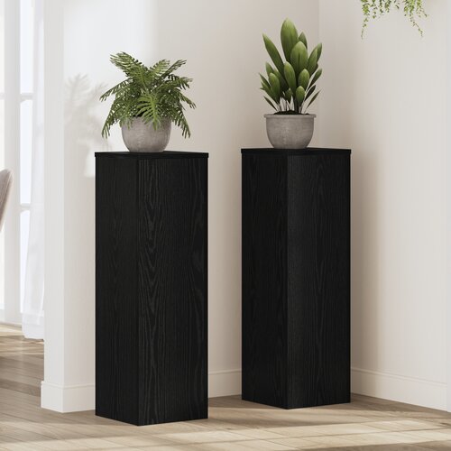 VidaXL Stalci za biljke 2 kom Crni hrast 25x25x80 cm inženjersko drvo Slike