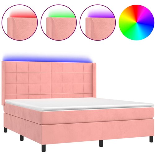 Maison Chic Box spring postelja - Vzmetna postelja z vzmetnico LED roza 160x200 cm žamet SL22312, (21891815) Cene