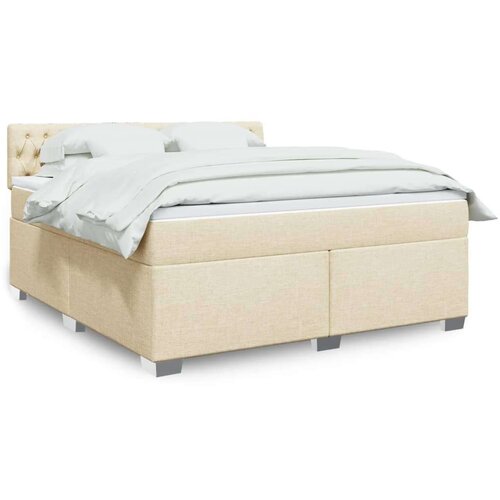 vidaXL Box spring postelja z vzmetnico krem 180x200 cm blago Cene