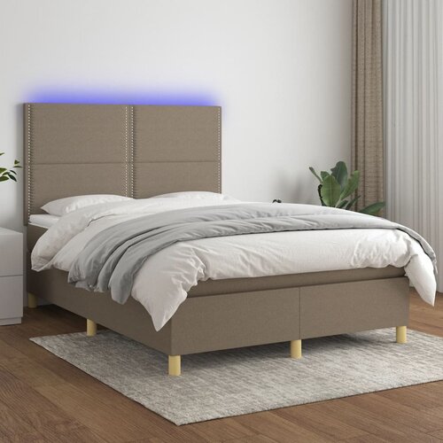 The Living Store Box spring postelja z vzmetnico LED taupe 140x200 cm blago - Box Spring Postelja, (21517633) Slike