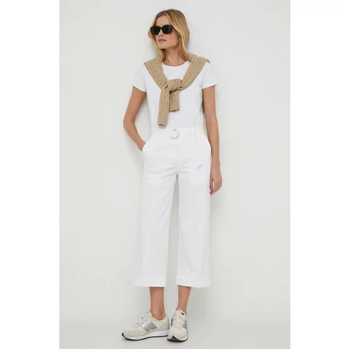 Polo Ralph Lauren Hlače za žene, boja: bijela, široke, visoki struk