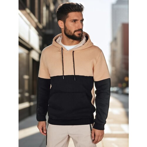 DStreet Bluza męska basic z kapturem kamelowa Slike