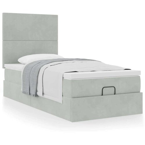 VidaXL okvir kreveta s madracima svijetlosivi 100x200 cm bar&amp;scaron;unasti Slike