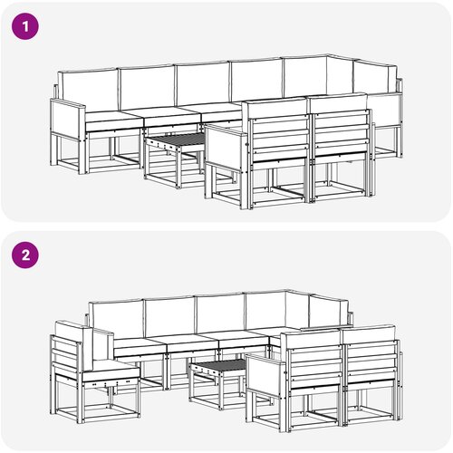  Set vanjskih sofa 9 kom. Prirodna i bež Poliester Slike