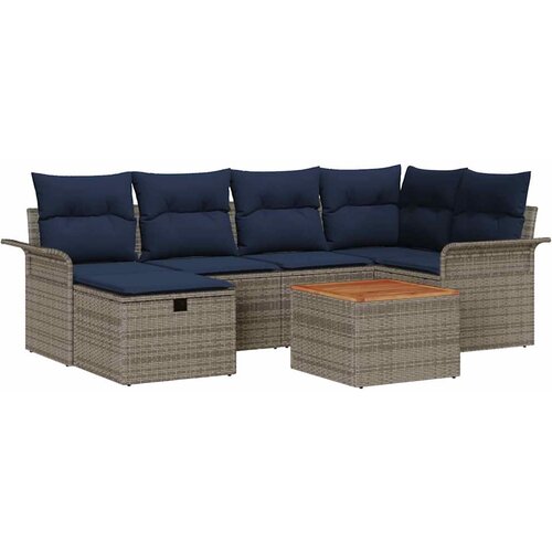 Sjedeća garnitura za vrt 7 kom. Siva poliratan 242,5 x 132,5 x 85 cm Slike