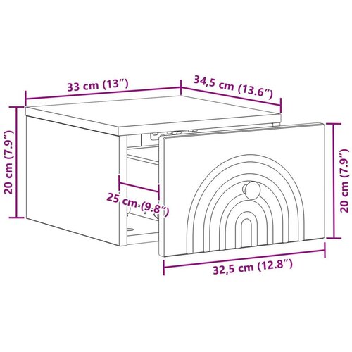  Noćni ormarić za montažu na zid s ladicama 2 pcs Betonska siva Slike