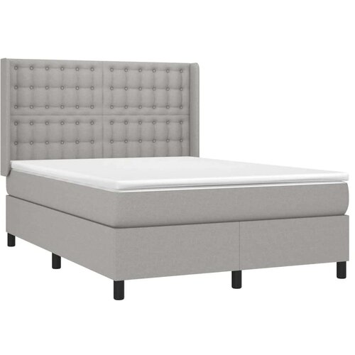  Krevet s oprugama i madracem svjetlosivi 140x190 cm od tkanine Slike