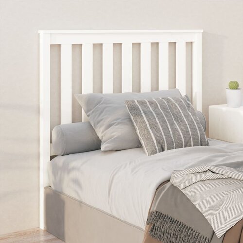 VidaXL Posteljno vzglavje belo 106x6x101 cm trdna borovina Slike